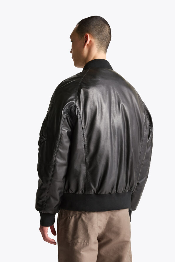 Parajumpers MORVIN - LEATHER BOMBER BLACK 26WMPMJKLE03P040541