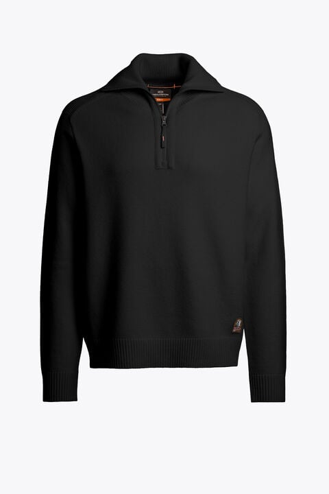 Parajumpers CALDONAZZO - HALF-ZIP CARDIGAN BLACK 26WMPMKNLW02P280541