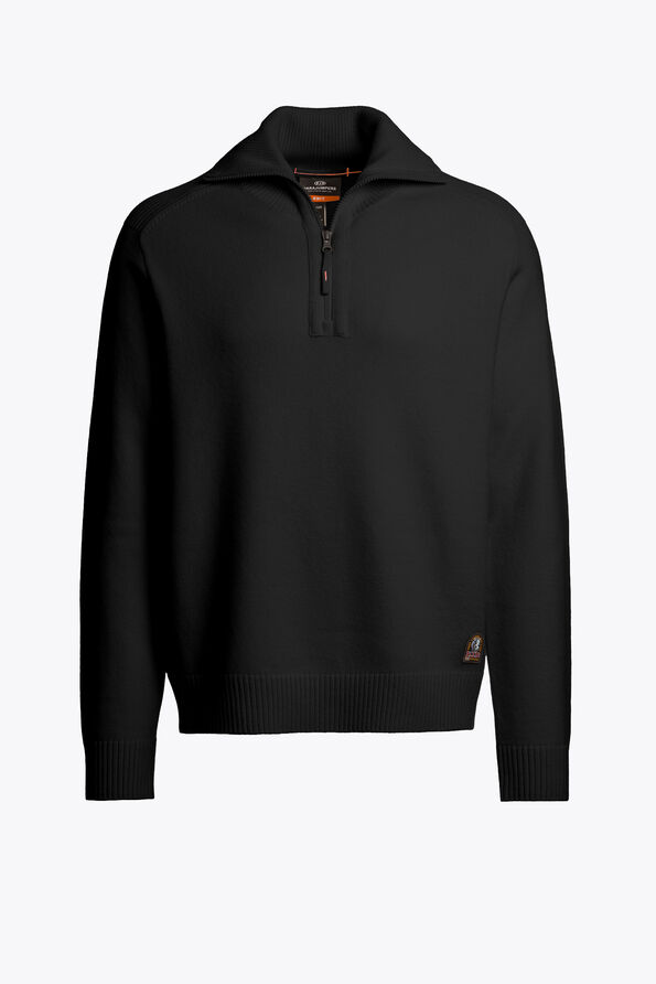 Parajumpers CALDONAZZO - HALF-ZIP CARDIGAN BLACK 26WMPMKNLW02P280541