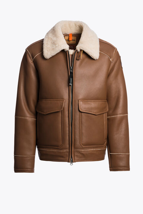 Parajumpers RODNEY SPECIAL - LEATHER BOMBER JACKET CLAY 25WMPMJKSE01P050616