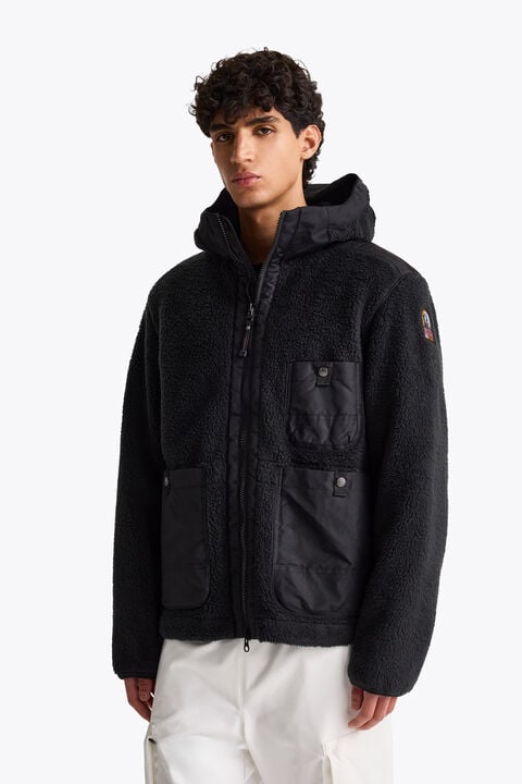 Parajumpers SUNDRE - HOODED FLEECE OFF BLACK - BLACK 26WMPMFLQS01P36B071