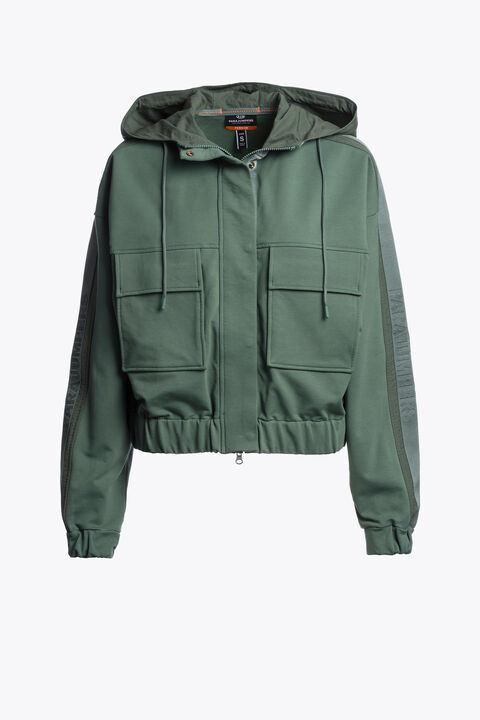 Parajumpers SALVAGE - HOODED FLEECE SMOKY PINE 26SMPWFLBG32P840279