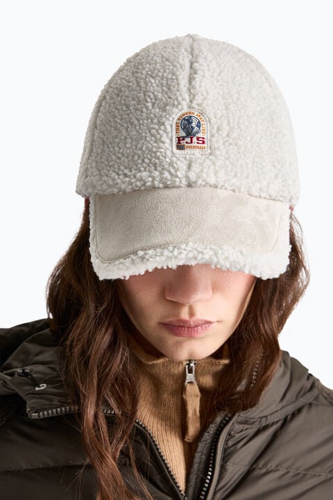Parajumpers CODROY - CURLY FLEECE BASEBALL CAP CHALK WHITE 26WMPABCHA42PAN0131