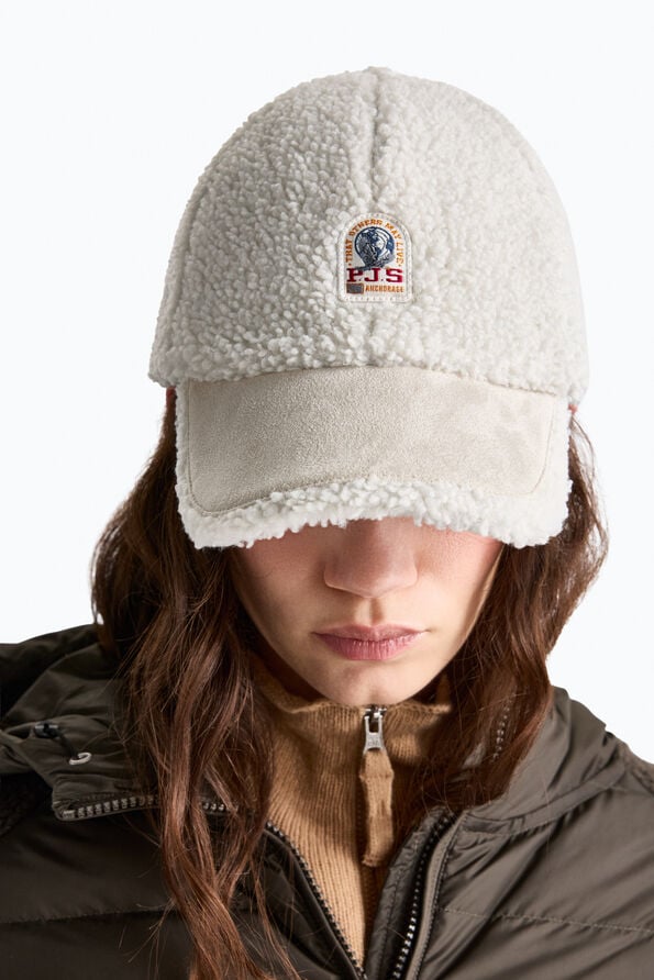 Parajumpers CODROY - CURLY FLEECE BASEBALL CAP CHALK WHITE 26WMPABCHA42PAN0131
