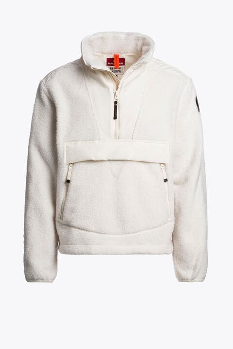 Parajumpers BERGEN NO EMBRO - HALF-ZIP FLEECE WARM IVORY 26WMPMFLQS22P360132
