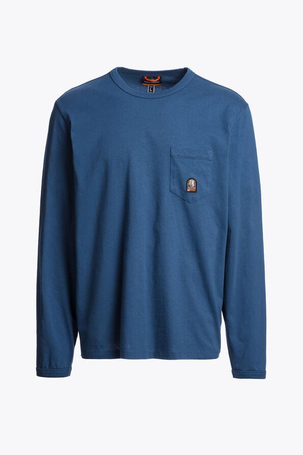 Parajumpers CASPIAN - T-SHIRT A MANICA LUNGA TRUE BLUE 26SMPMTSRJ03P210276