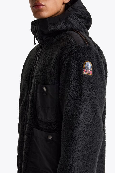 Parajumpers SUNDRE - HOODED FLEECE OFF BLACK - BLACK 26WMPMFLQS01P36B071