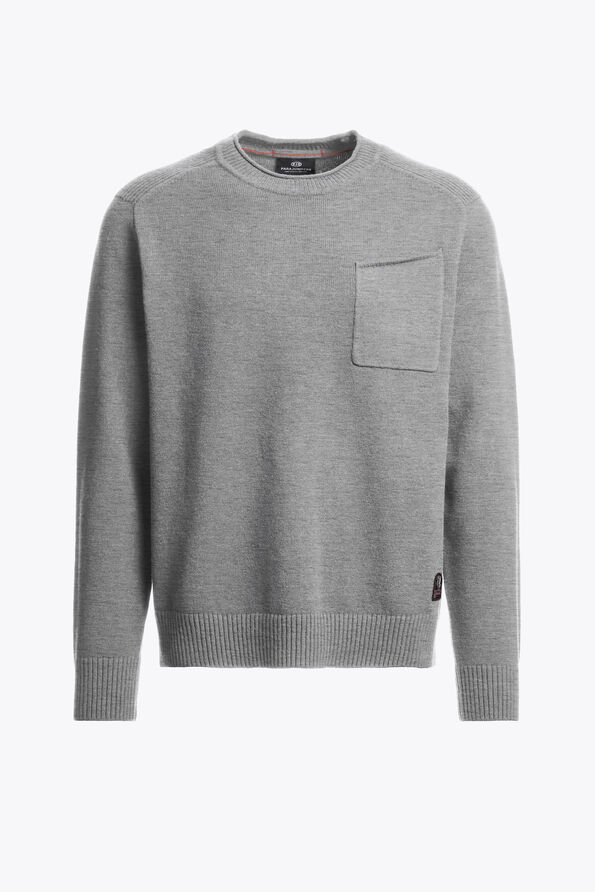 Parajumpers ENEGO - CREWNECK SWEATER ASH GREY MELANGE 26WMPMKNLW01P280608