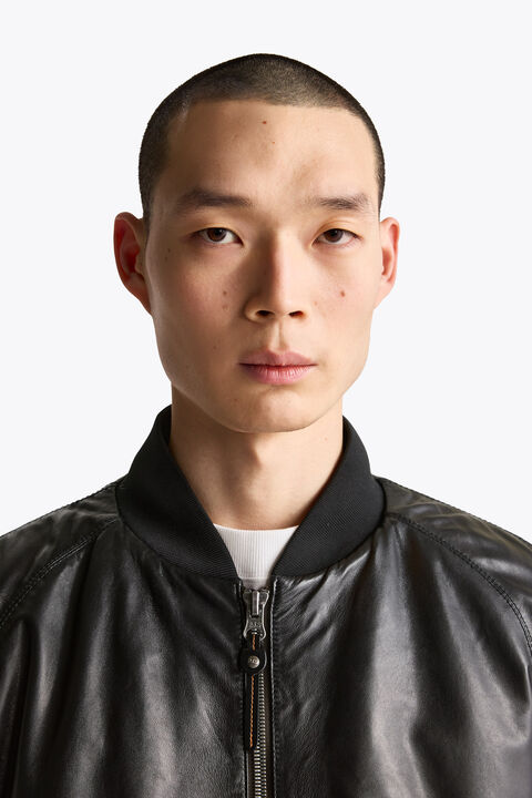 Parajumpers MORVIN - LEATHER BOMBER BLACK 26WMPMJKLE03P040541