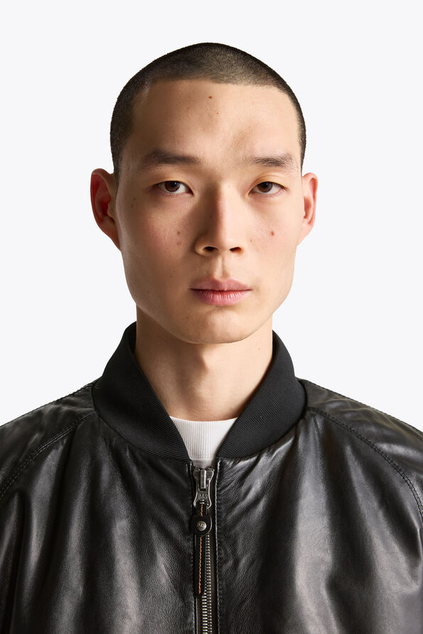Parajumpers MORVIN - LEATHER BOMBER BLACK 26WMPMJKLE03P040541