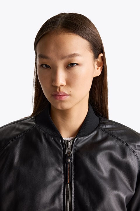 Parajumpers FAUREL - LEATHER BOMBER BLACK 26WMPWJKLE30P540541