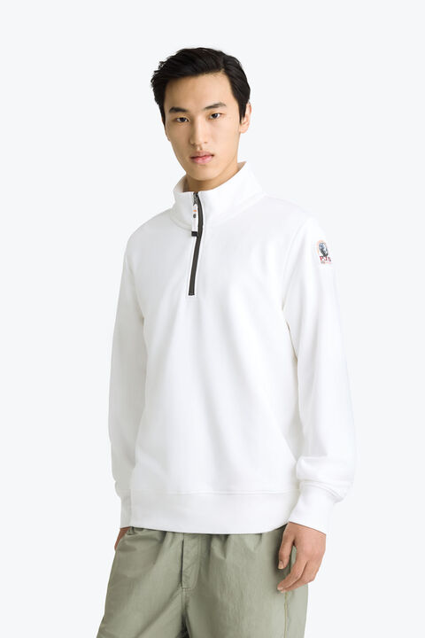 Parajumpers BROAD PEAK - HALF-ZIP FLEECE WHITE 26SMPMFLEY20P100501