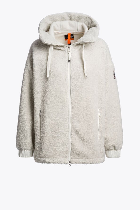 Parajumpers NOELLE - FULL-ZIP SWEATSHIRT CHALK WHITE 26WMPWFLPF33P640131