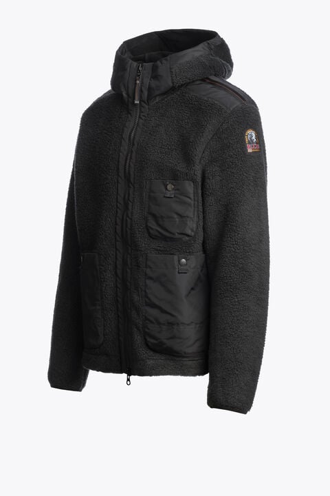 Parajumpers SUNDRE - HOODED FLEECE OFF BLACK - BLACK 26WMPMFLQS01P36B071