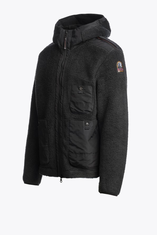 Parajumpers SUNDRE - HOODED FLEECE OFF BLACK - BLACK 26WMPMFLQS01P36B071