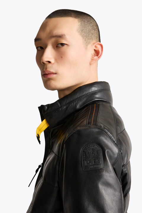Parajumpers ERNIE - LEATHER JACKET BLACK 26WMPMJKLE02P040541