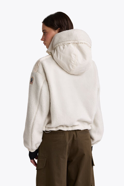 Parajumpers KISHA NO EMBRO - HOODED FLEECE WARM IVORY 26WMPWFLQS41P780132