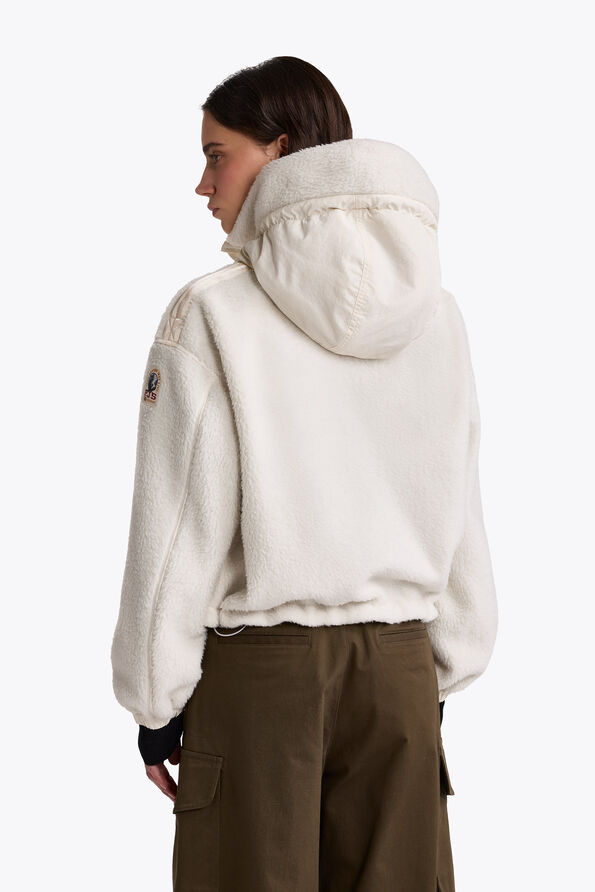 Parajumpers KISHA NO EMBRO - HOODED FLEECE WARM IVORY 26WMPWFLQS41P780132