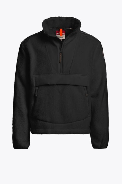 Parajumpers BERGEN NO EMBRO - HALF-ZIP FLEECE OFF BLACK - BLACK 26WMPMFLQS22P36B071