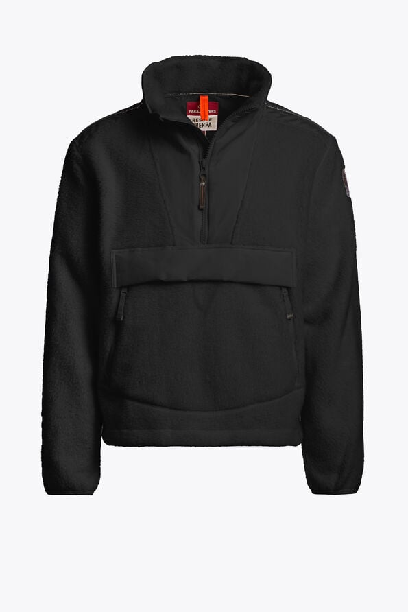 Parajumpers BERGEN NO EMBRO - HALF-ZIP FLEECE OFF BLACK - BLACK 26WMPMFLQS22P36B071