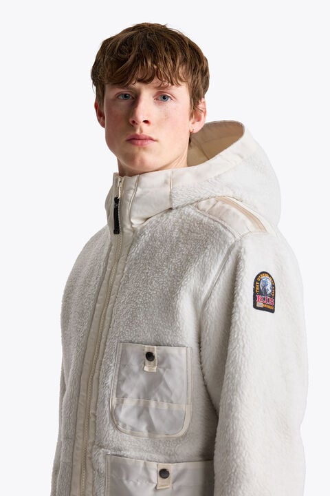 Parajumpers SUNDRE - HOODED FLEECE WARM IVORY 26WMPMFLQS01P360132