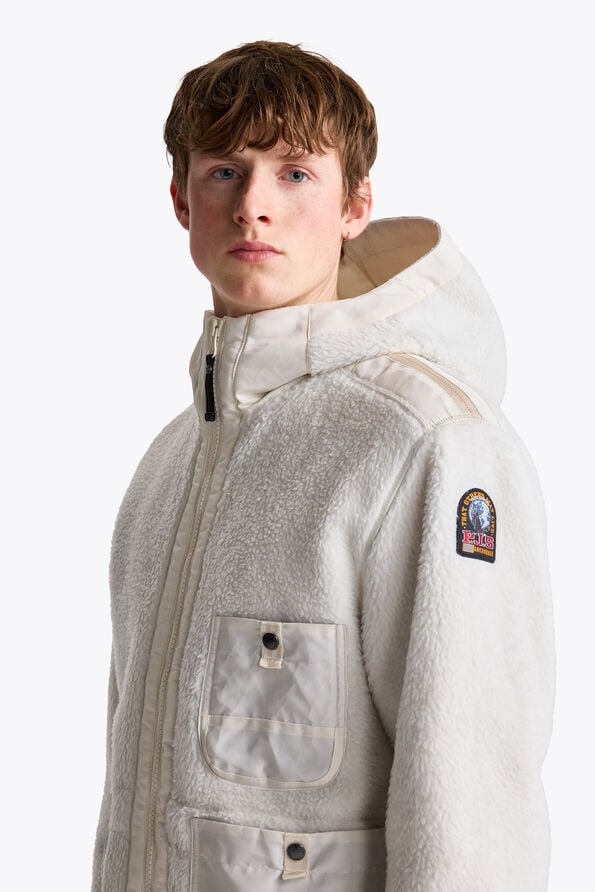 Parajumpers SUNDRE - HOODED FLEECE WARM IVORY 26WMPMFLQS01P360132