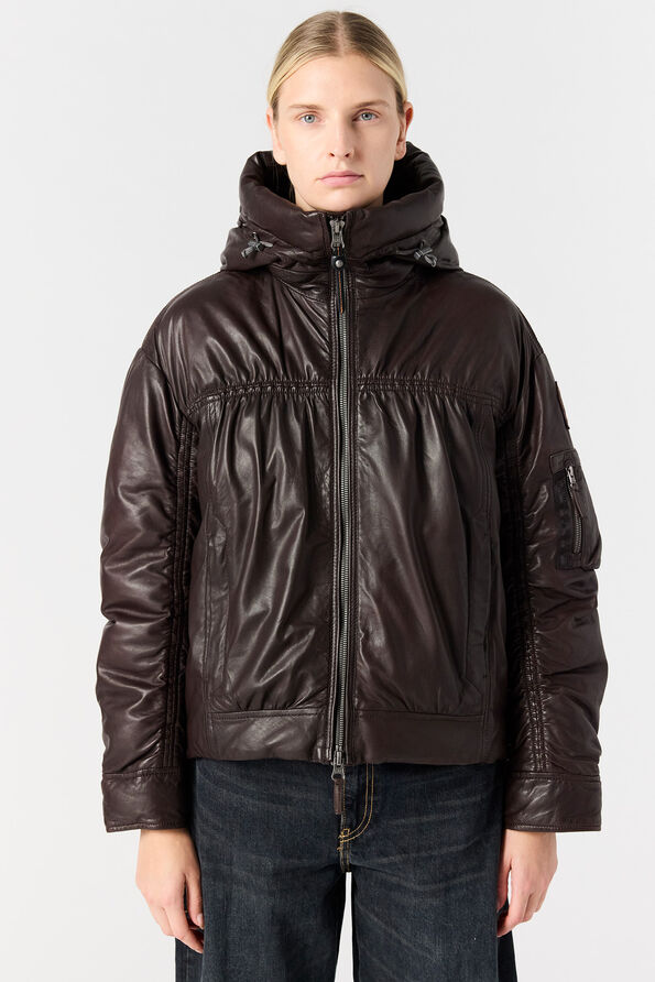 Parajumpers GRACIA - LEATHER JACKET CHESTNUT 25WMPWJKLE30P670573