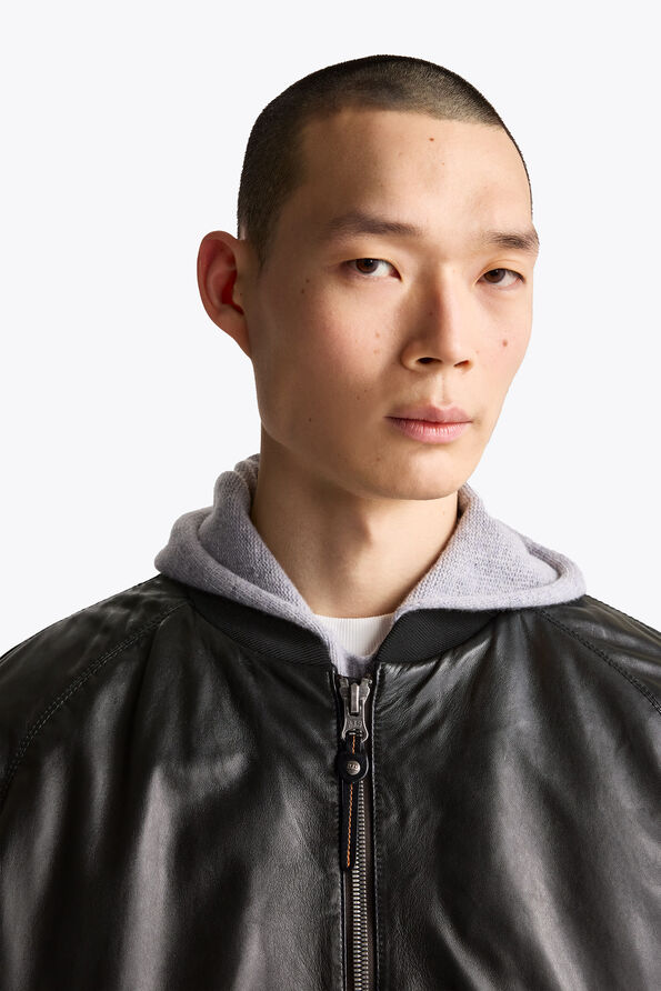 Parajumpers MORVIN - LEATHER BOMBER BLACK 26WMPMJKLE03P040541