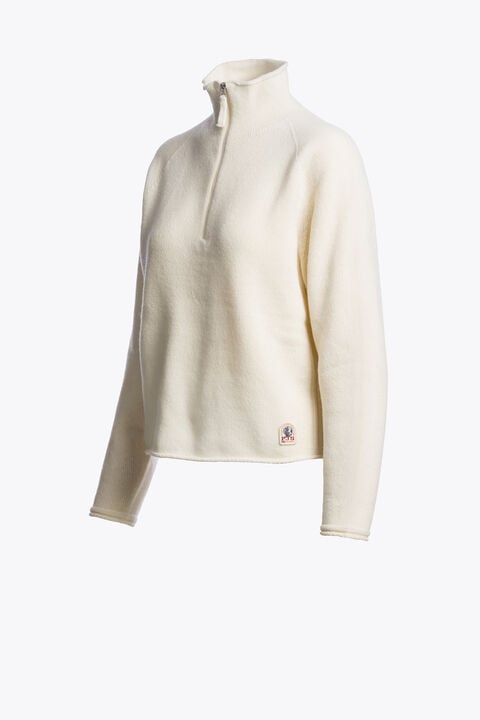 Parajumpers CINERARIA - HALF-ZIP SWEATER WARM IVORY 26WMPWKNNK32P730132