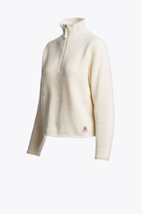 Parajumpers CINERARIA - HALF-ZIP SWEATER WARM IVORY 26WMPWKNNK32P730132