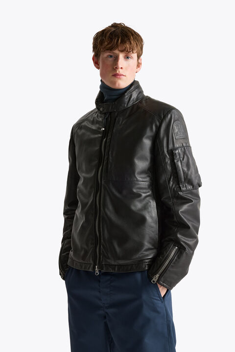Parajumpers SOWERS - LEATHER JACKET BLACK 26WMPMJKLG01P400541