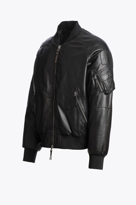 Parajumpers MORVIN - LEATHER BOMBER BLACK 26WMPMJKLE03P040541