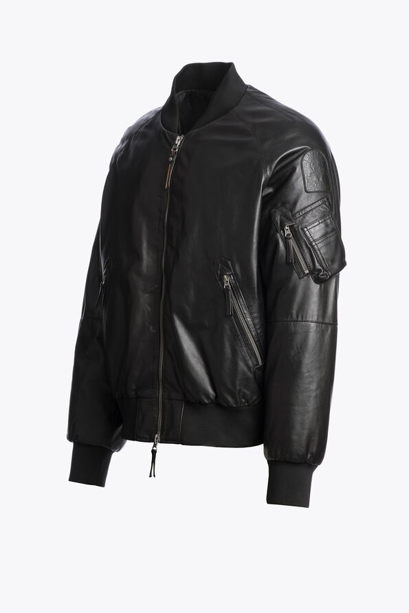 Parajumpers MORVIN - LEATHER BOMBER BLACK 26WMPMJKLE03P040541