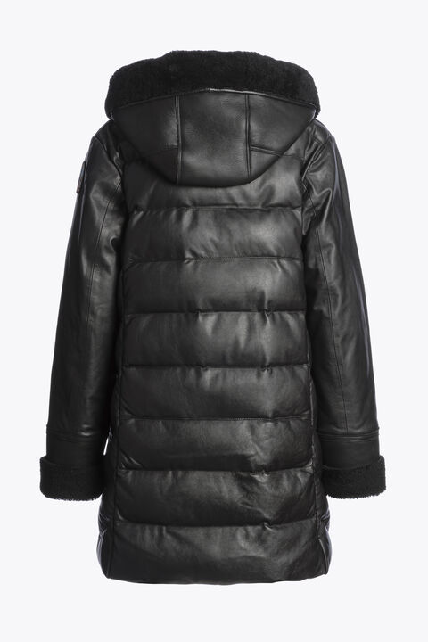 Parajumpers DEMI SPECIAL - LEATHER COAT BLACK 25WMPWJKSE33P680541