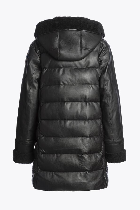 Parajumpers DEMI SPECIAL - LEATHER COAT BLACK 25WMPWJKSE33P680541