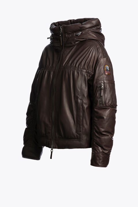 Parajumpers GRACIA - LEATHER JACKET CHESTNUT 25WMPWJKLE30P670573