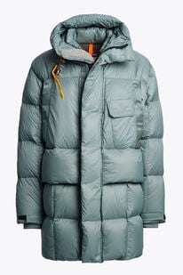 BOLD PARKA HOODED DOWN JACKET Long Puffers in PURITAN GREY