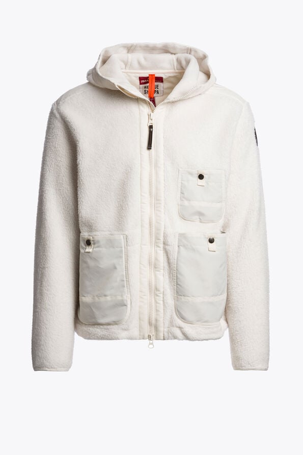 Parajumpers SUNDRE - HOODED FLEECE WARM IVORY 26WMPMFLQS01P360132