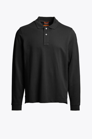 Pique Polo Plain Black Long Sleeve Polo Shirt Long-sleeve Cotton