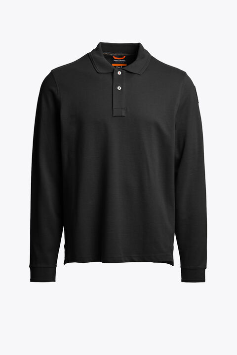 Parajumpers OBERON - LONG SLEEVE POLO SHIRT BLACK 25WMPMPOEY10P630541