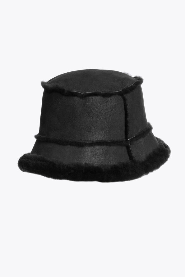 Parajumpers LYLLIS - SHEARLING BUCKET HAT BLACK 26WMPABUHA31PAO0541