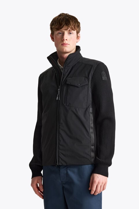 Parajumpers STEEL RIVER - CARDIGAN HYBRIDE BLACK 26WMPMHYKT04P460541