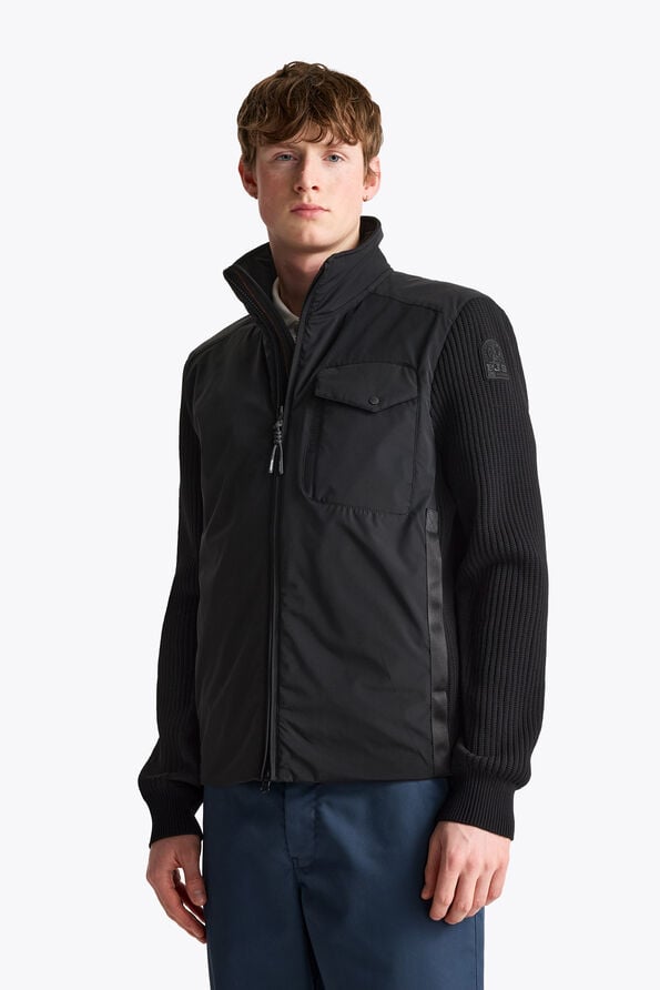 Parajumpers STEEL RIVER - CARDIGAN HYBRIDE BLACK 26WMPMHYKT04P460541
