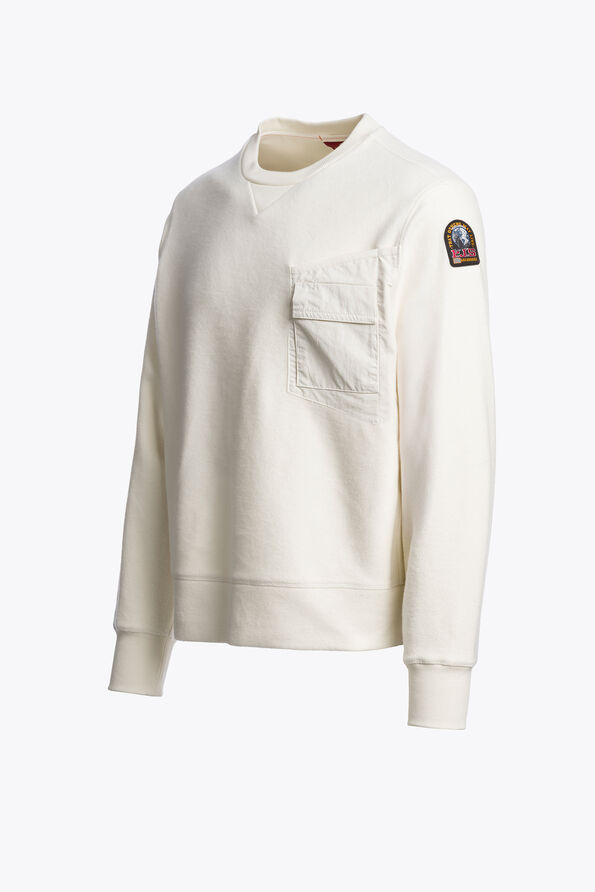Parajumpers PERNHOS - CREWNECK SWEATSHIRT WARM IVORY 26WMPMFLQR01P390132