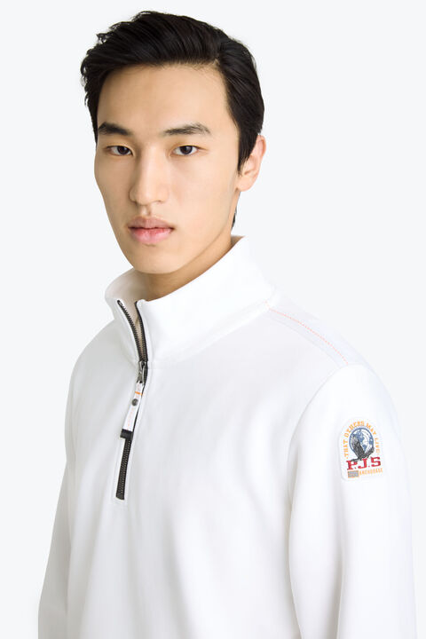 Parajumpers BROAD PEAK - HALF-ZIP FLEECE WHITE 26SMPMFLEY20P100501