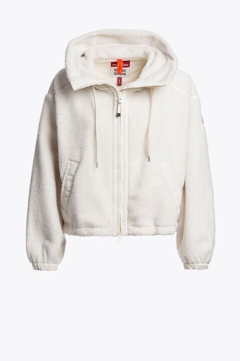 Parajumpers KISHA NO EMBRO - HOODED FLEECE WARM IVORY 26WMPWFLQS41P780132