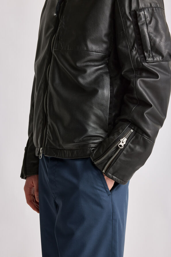 Parajumpers SOWERS - LEATHER JACKET BLACK 26WMPMJKLG01P400541