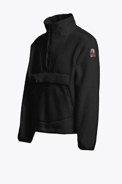 Parajumpers BERGEN NO EMBRO - HALF-ZIP FLEECE OFF BLACK - BLACK 26WMPMFLQS22P36B071