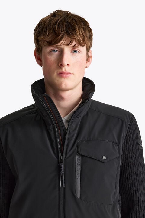 Parajumpers STEEL RIVER - CARDIGAN HYBRIDE BLACK 26WMPMHYKT04P460541