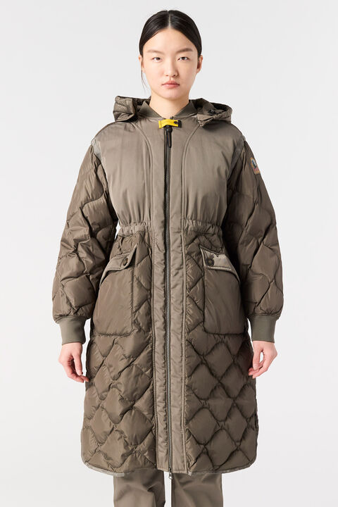 Parajumpers KAGURA - LONG PUFFER OLIVE GREY 25WMPWPUUD32P890103